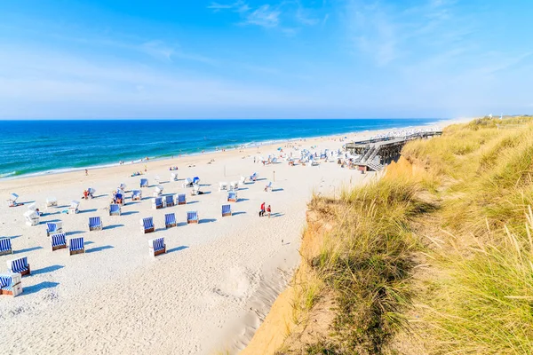 Uçurumdan Kampen plajı manzarası, Sylt Adası, Kuzey Denizi, Almanya