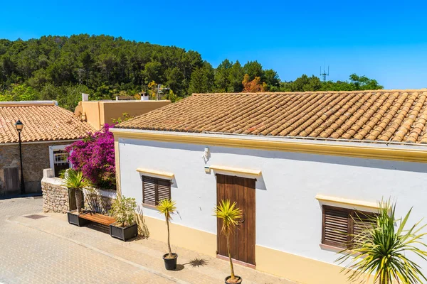 İspanya 'nın Ibiza adasındaki Sant Josep de sa Talaia kasabasında tipik İspanyol tarzı evler.