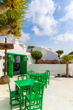 Yeşil tablo tipik Kanarya stil köy, El Latin oturaklı