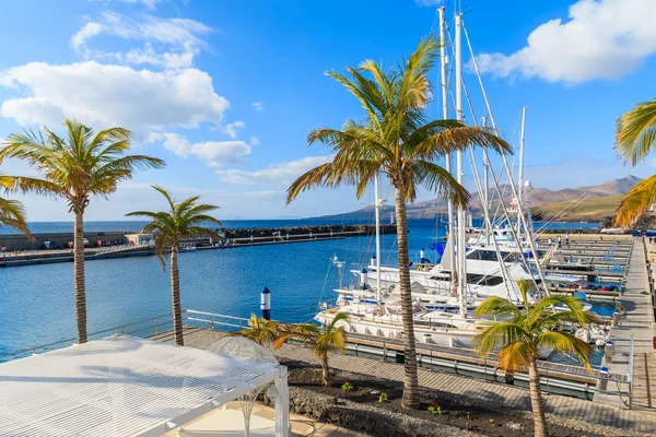 Palmeras en Puerto Calero marina construida en estilo caribeño —  Fotos de Stock