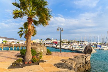 View of marina Rubicon buildings with yacht boats