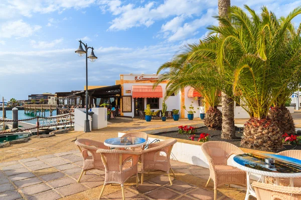 Restaurant tables in Rubicon port — Φωτογραφία Αρχείου