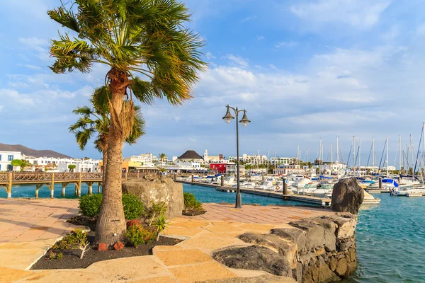 View of marina Rubicon buildings with yacht boats — Stockfoto