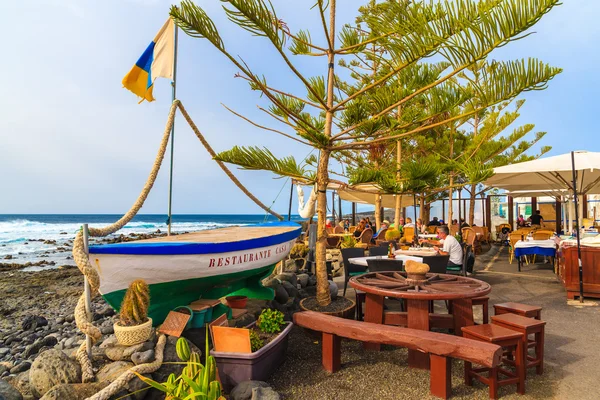 Fishing boat in typical restaurant on coast of Lanzarote island — Φωτογραφία Αρχείου