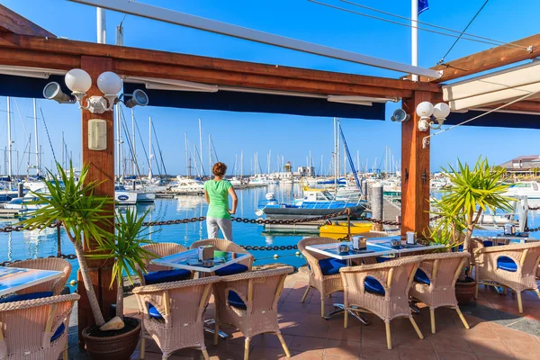 Restaurant tables in Rubicon port — Φωτογραφία Αρχείου