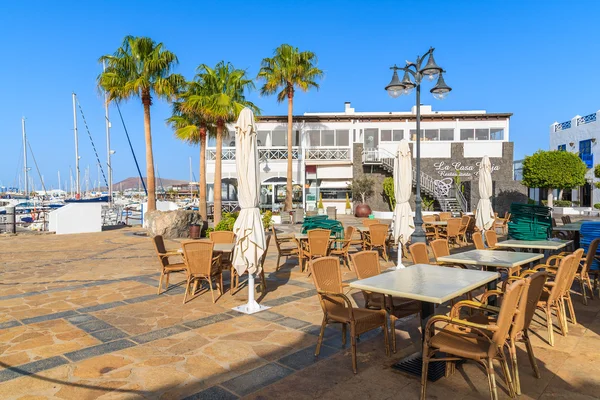 Restaurant tables in Rubicon port — Φωτογραφία Αρχείου