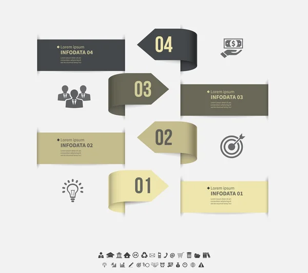 Plantilla de infografía vectorial. Concepto de negocio de diseño para presentación, gráfico y diagrama. 4 opciones, partes, pasos o procesos. EPS10 . — Archivo Imágenes Vectoriales