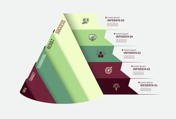 Plantilla de infografía vectorial. Concepto de negocio de diseño para presentación, gráfico y diagrama. 5 opciones, partes, pasos o procesos. EPS10 . — Archivo Imágenes Vectoriales