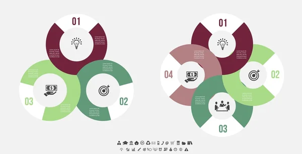 Plantilla de infografía vectorial. Concepto de negocio de diseño para presentación, gráfico y diagrama. 3, 4 opciones, partes, pasos o procesos. EPS10 . — Archivo Imágenes Vectoriales