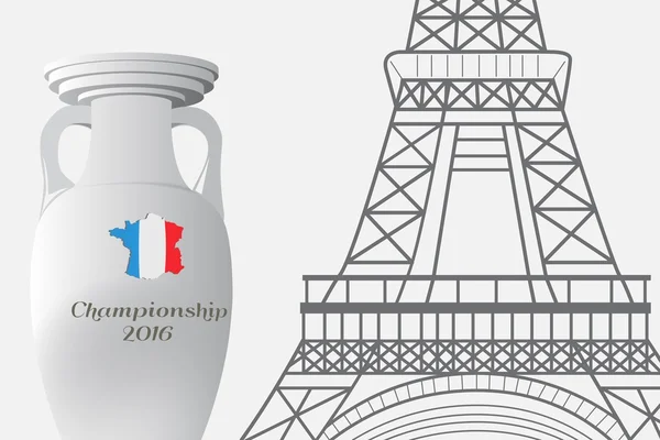 2016 футбольний чемпіонат Європи. Франція. Кубок чемпіонату і Ейфелева вежа — стоковий вектор