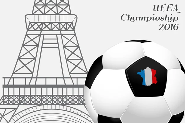 2016 футбольний чемпіонат Європи. Франція. М'яч з заміських кордонів прапор кольори і Ейфелева вежа — стоковий вектор
