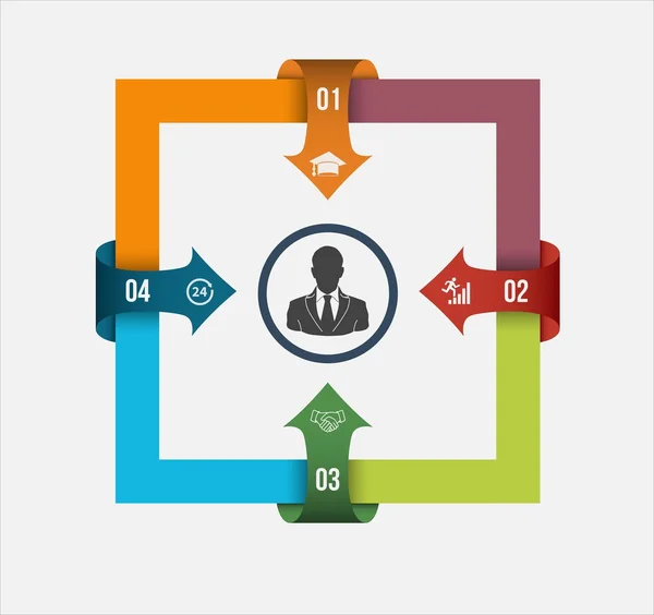 Plantilla de infografía. Visualización de datos. Se puede utilizar para el diseño del flujo de trabajo, número de opciones, pasos, diagrama, gráfico, presentación, gráfico redondo y diseño web . — Foto de Stock