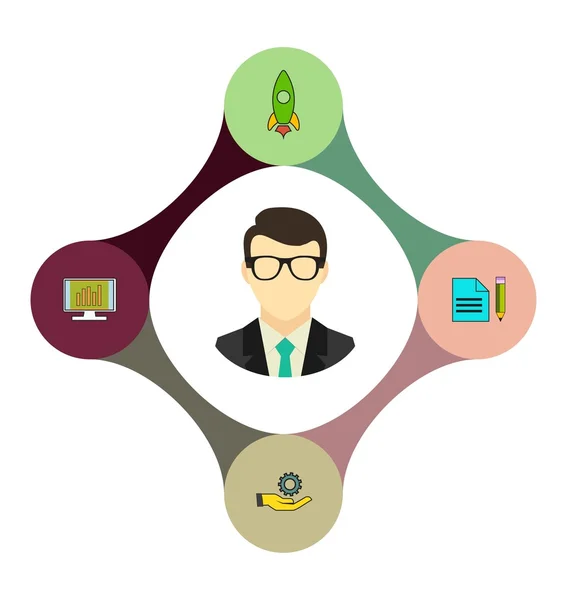 Infographic sablon. Data Visualization. Használható munkafolyamat-elrendezés, számos lehetőségek, lépések, diagram, grafikon, bemutató, kerek diagram és a web design. — Stock Fotó