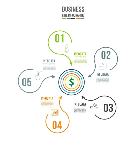 Инфографический шаблон. Визуализация данных. Можно использовать для верстки рабочего процесса, количества опций, шагов, графиков, презентаций, круглых диаграмм и веб-дизайна. Векторная иллюстрация — стоковый вектор