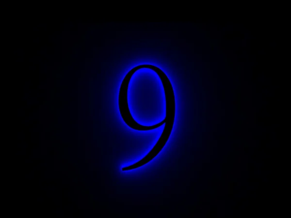 Неоновый световой шрифт номер девять — стоковое фото