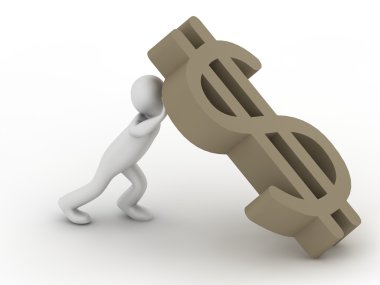 3D adam düşen dolar simgesiyle
