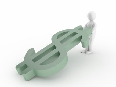 3D adam düşen dolar simgesiyle