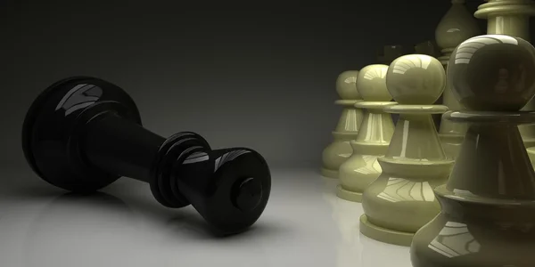 Chess King fell in front of pawns — Stock Photo, Image