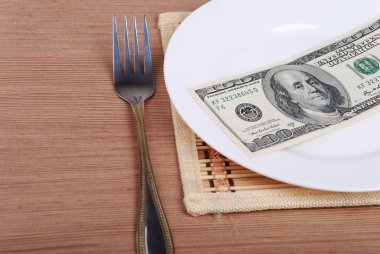 Amerikan Doları bize para beyaz plaka üzerinde