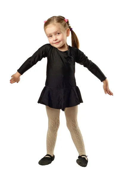Little Girl dancer isolated on White Background — Stock Photo, Image