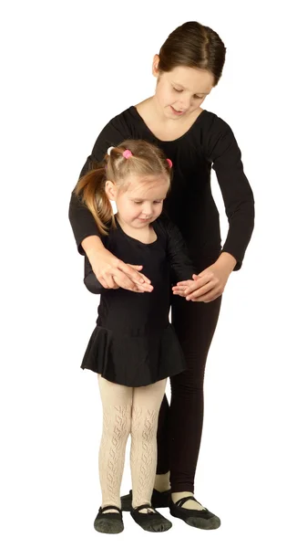 Two Little Girl dancer on White Background — Stock Photo, Image