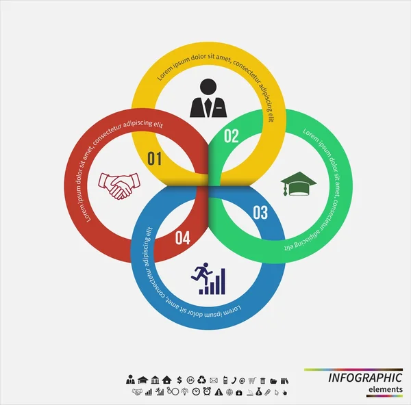 Modelo infográfico. Conceito de design para apresentação, gráfico redondo ou diagrama. Vetor EPS10 . — Vetor de Stock