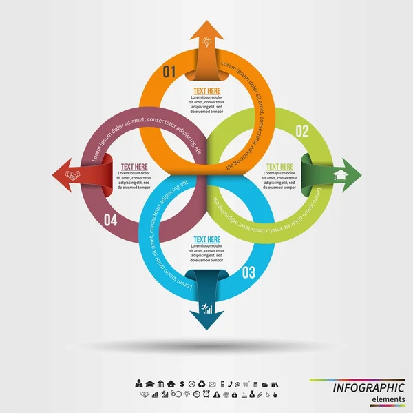 Modelo infográfico. Conceito de design para apresentação, gráfico redondo ou diagrama. Vetor EPS10 . — Vetor de Stock