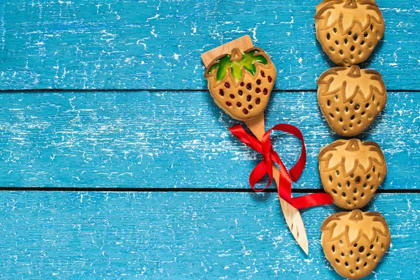 Τα cookies για μαμα με τη μορφή της φράουλας — Φωτογραφία Αρχείου