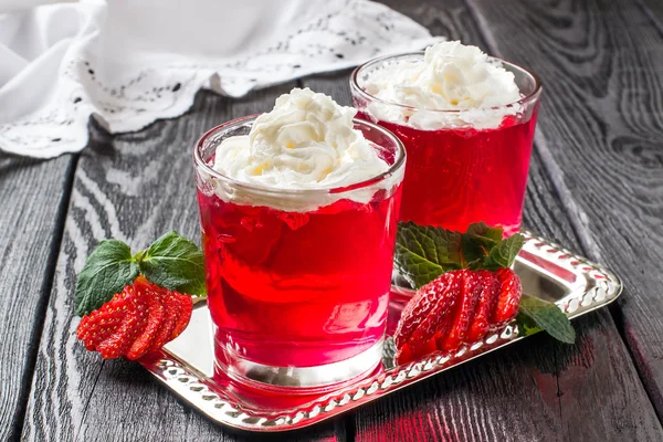 Strawberry jelly with whipped cream