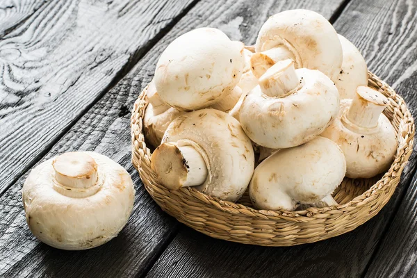 Fresh mushrooms in a basket