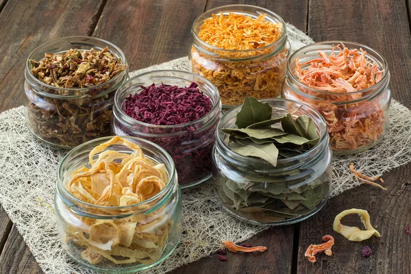 Dried vegetables in banks — Stock Fotó