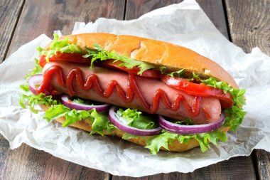 Delicious homemade hot dog 