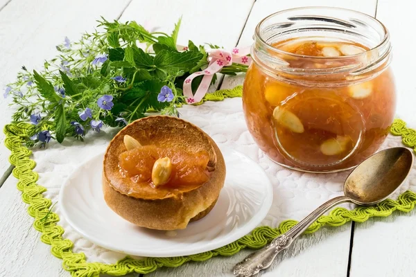 Yorkshire pudding with apple jam for breakfast — стокове фото