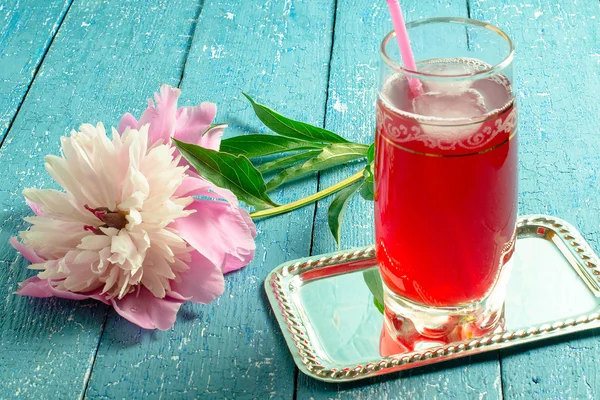 Tonic drink with cranberry juice and peony — 스톡 사진