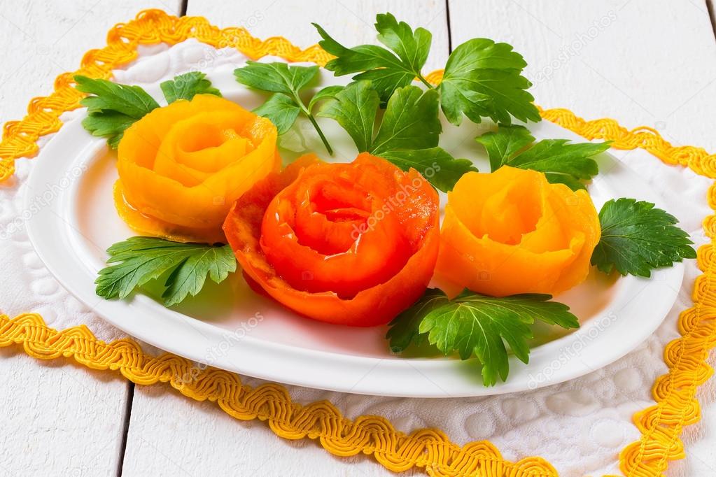 An Easy Way To Decorate The Festive Dishes Roses From Tomatoes