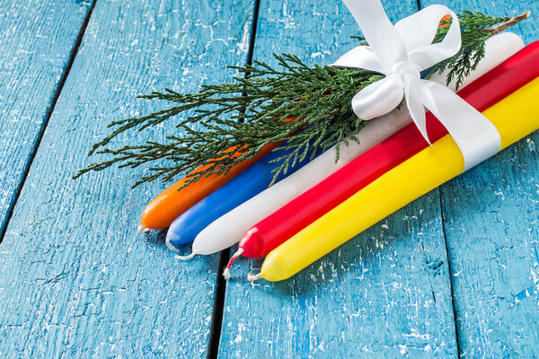 Multicolored holiday candles 