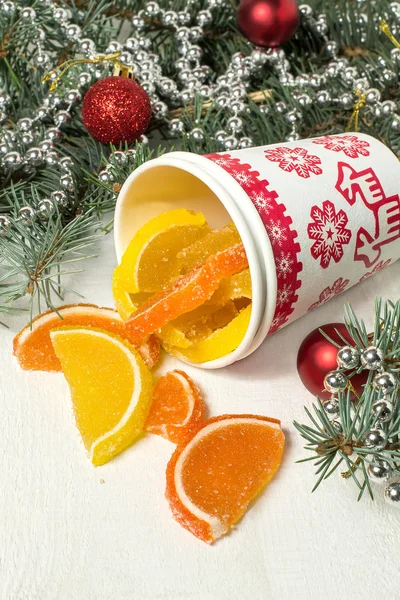 Dżem pomarańczowy i cytrynowy plastry na Boże Narodzenie — Zdjęcie stockowe