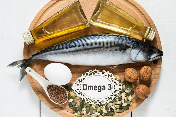 Products - source fatty acids Omega 3 — Stock Photo, Image