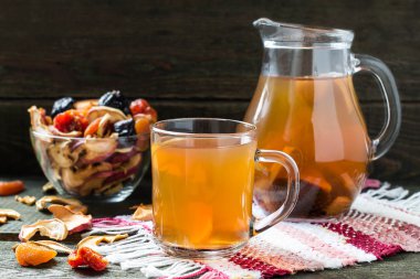 Kuruyemiş ve çeşitli kurutulmuş meyve kase Komposto 