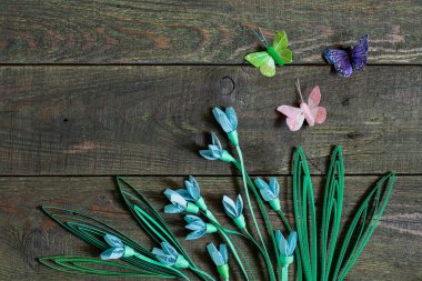Kardelen quilling tekniği ile arka plan 