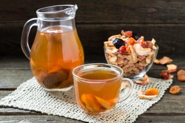 Kuruyemiş ve çeşitli kurutulmuş meyve kase Komposto 