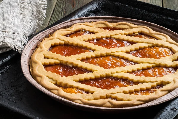 Delicious cake with apricot jam