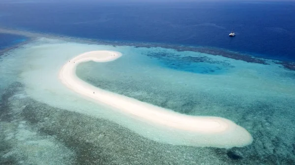 Ilhas Tropicais Atóis Disparar Drone Puras Águas Azul Turquesa Oceano — Fotografia de Stock