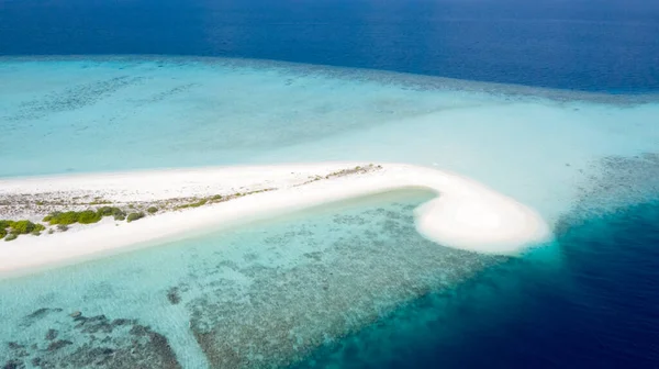 Ilhas Tropicais Atóis Disparar Drone Puras Águas Azul Turquesa Oceano — Fotografia de Stock