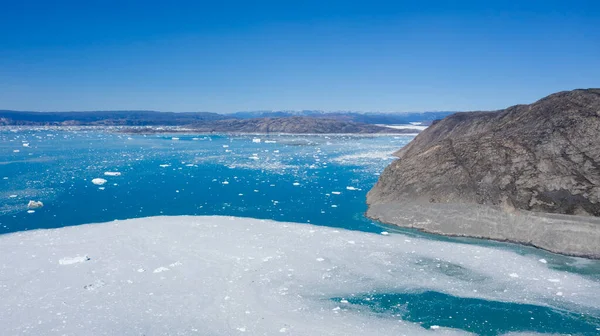 Lodowce Grenlandii Strzela Drona Badanie Zjawiska Globalnego Ocieplenia Zdjęcie Stockowe
