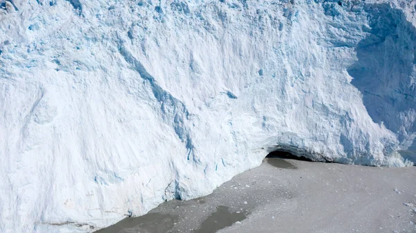 Grönländska Glaciärer Skjuter Från Drönare Undersökning Fenomenet Global Uppvärmning Stockbild