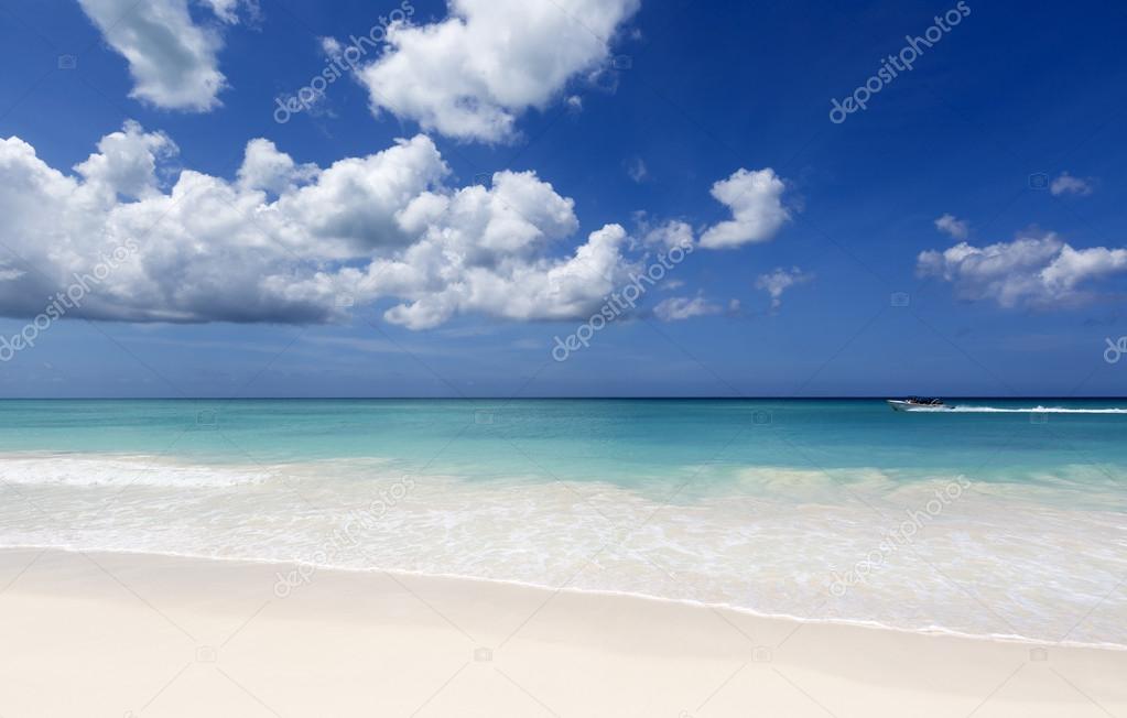 Ship near tropical island