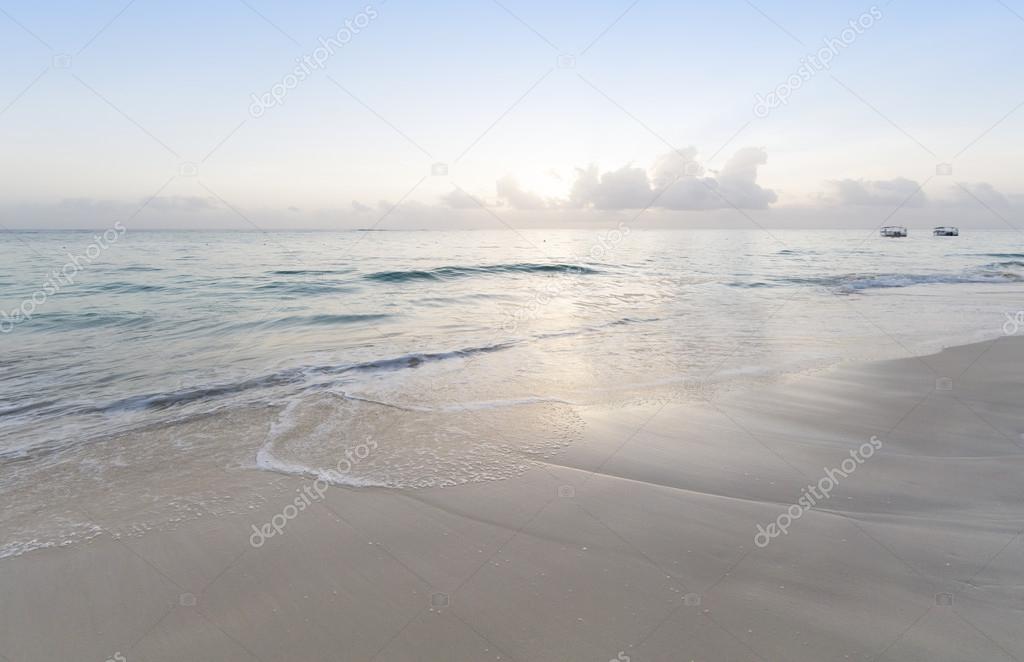 Ship near tropical island