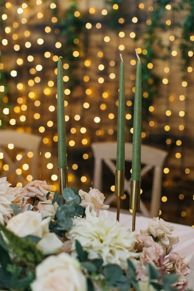 Hermosa Mesa Para Celebración Boda Restaurante — Foto de Stock