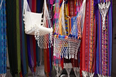 Stall Selling Hammocks in Otavalo clipart